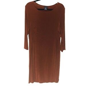 Ciitiknits Womens Knit Dress Warm Brown Slinky Jersey M Minimalist Travel Office